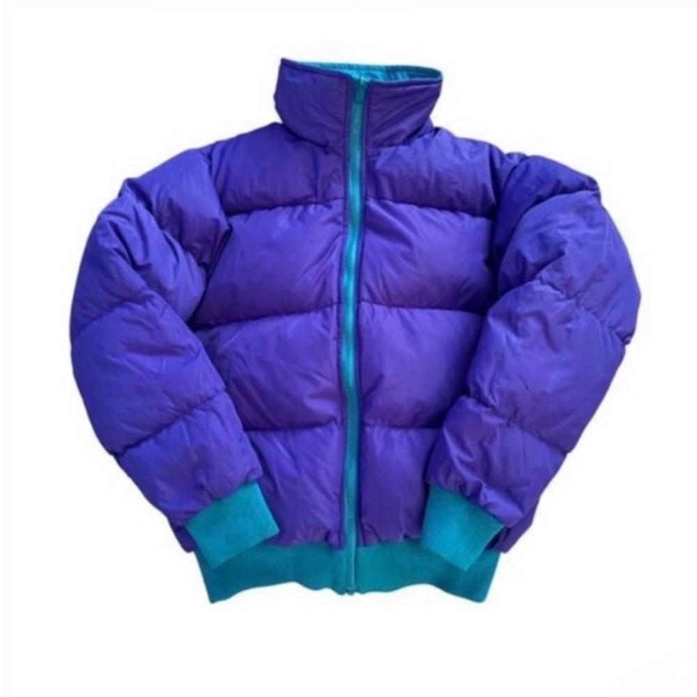 VGUC- Vintage Columbia Reversible Washable Down Parka in Royal & Teal